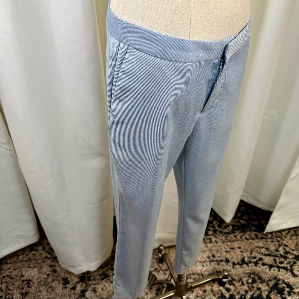NWT Zara Light Blue Twill Cigarette Slim Leg Cropped Pants Size 4 - Picture 16 of 16